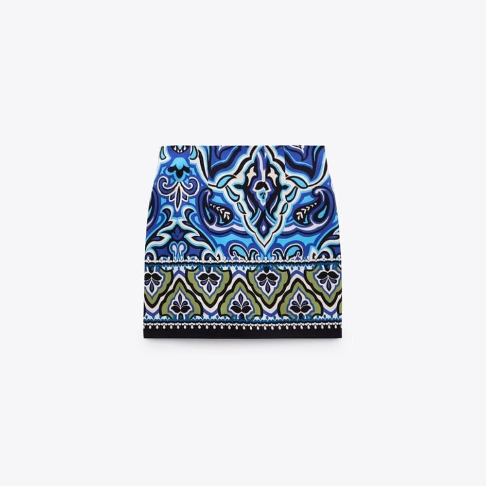 -ZARA PRINTED MINI SKIRT MULTICOLORED SIZE XS | 2396/112/330